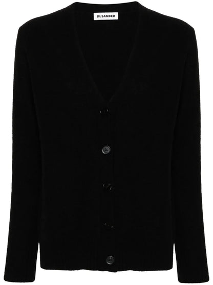 Logo-Engraved-Buttons Wool Cardigan