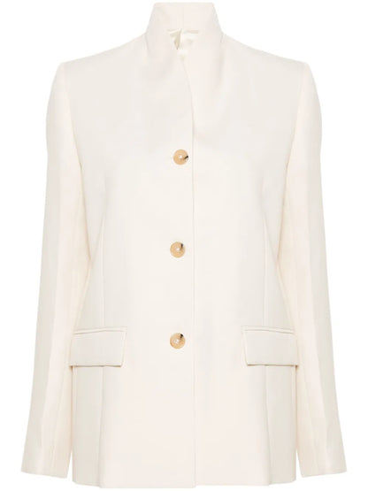 No-Lapels Single-Breasted Blazer