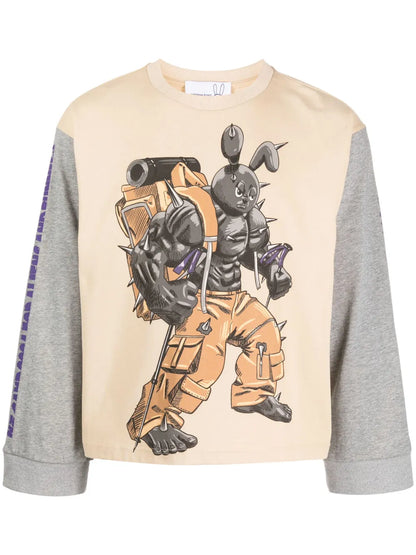 Camping Bunny Contrast-Sleeve T-Shirt