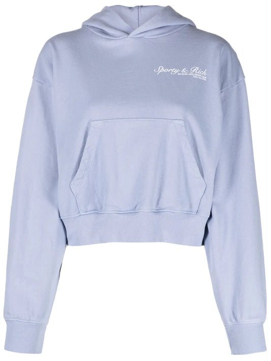 Logo-Print Cropped Hoodie