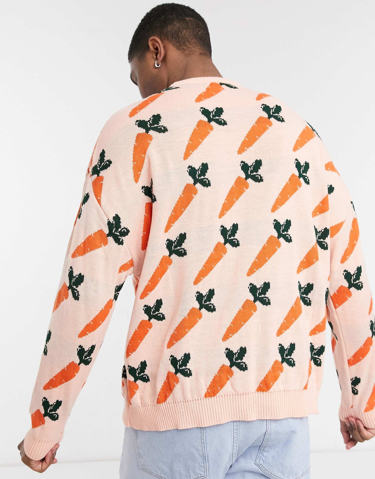 Knitted Oversized Jumper With Carrot Design