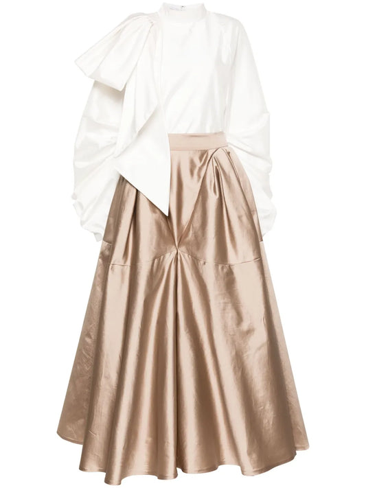 Satin Flared Skirt Set