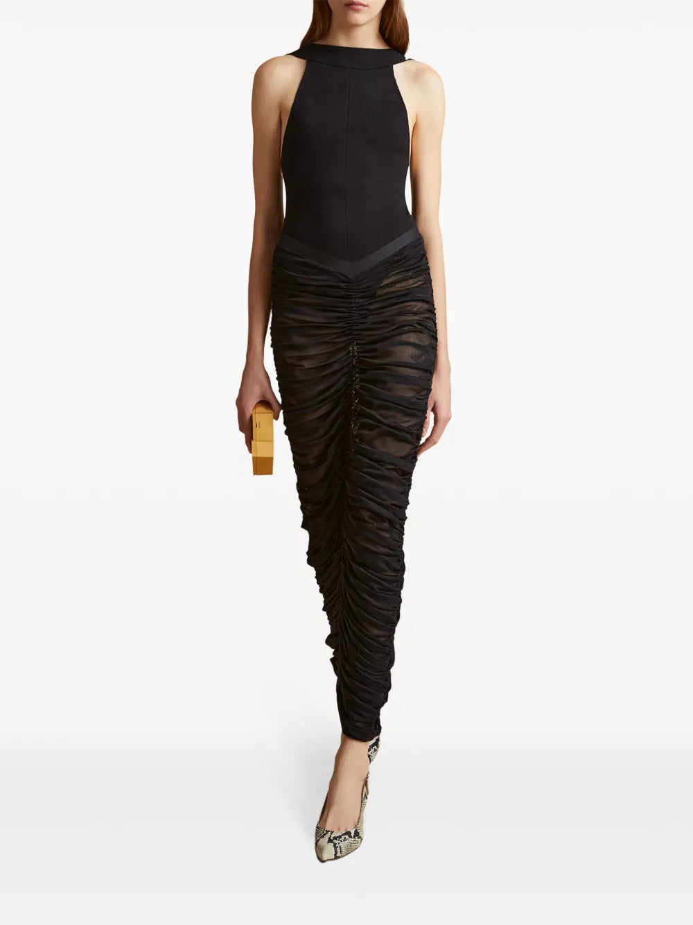 Laure Ruched Silk Skirt