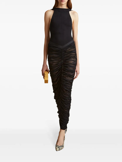 Laure Ruched Silk Skirt