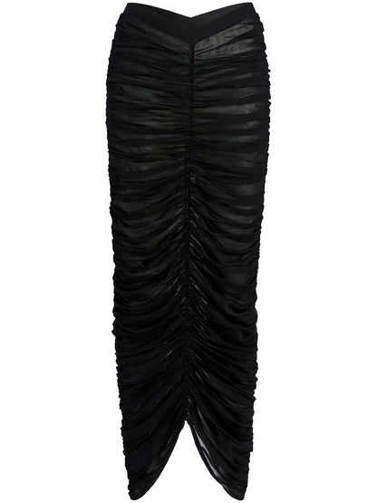 Laure Ruched Silk Skirt