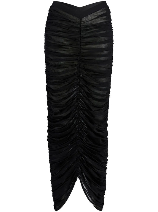 Laure Ruched Silk Skirt
