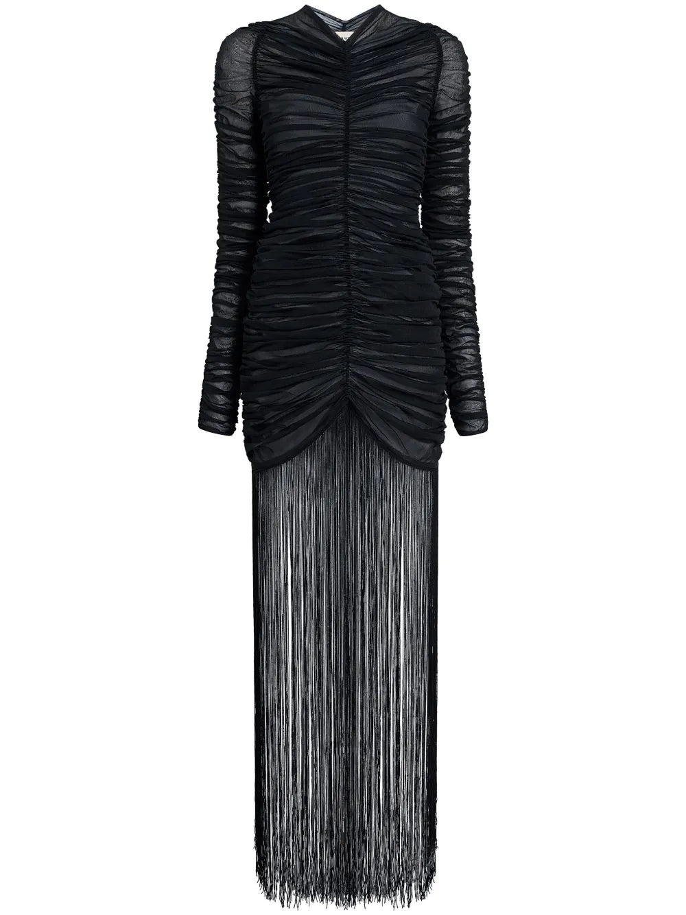 Guisa Ruched Fringed Dress