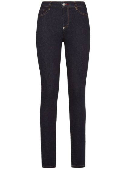 Logo-Plaque Stretch-Cotton Skinny Jeans