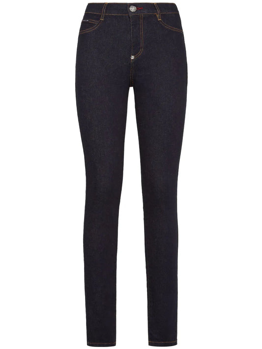 Logo-Plaque Stretch-Cotton Skinny Jeans