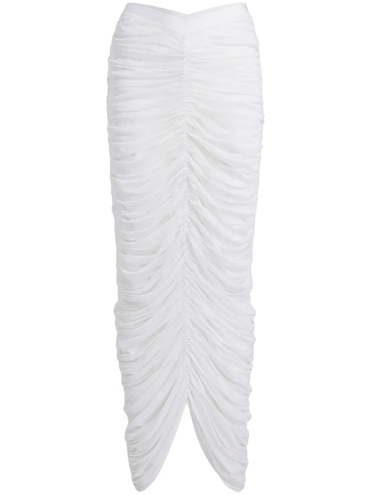 Laure Ruched Silk Skirt