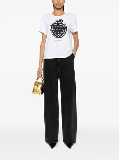 Apple-Print Cotton T-Shirt