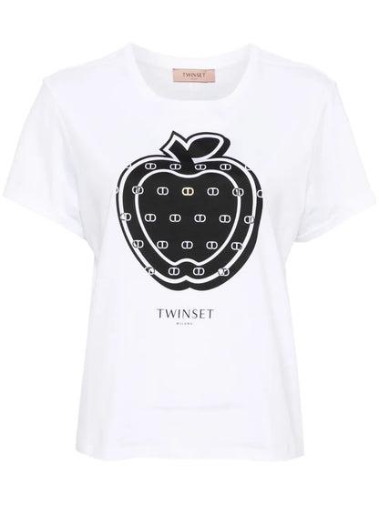 Apple-Print Cotton T-Shirt