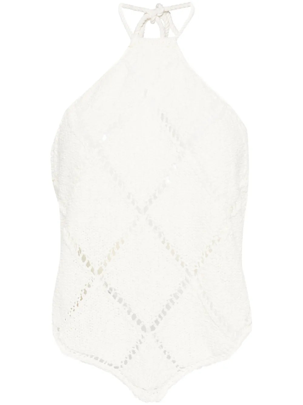 Diamond-Pattern Feather-Detail Top