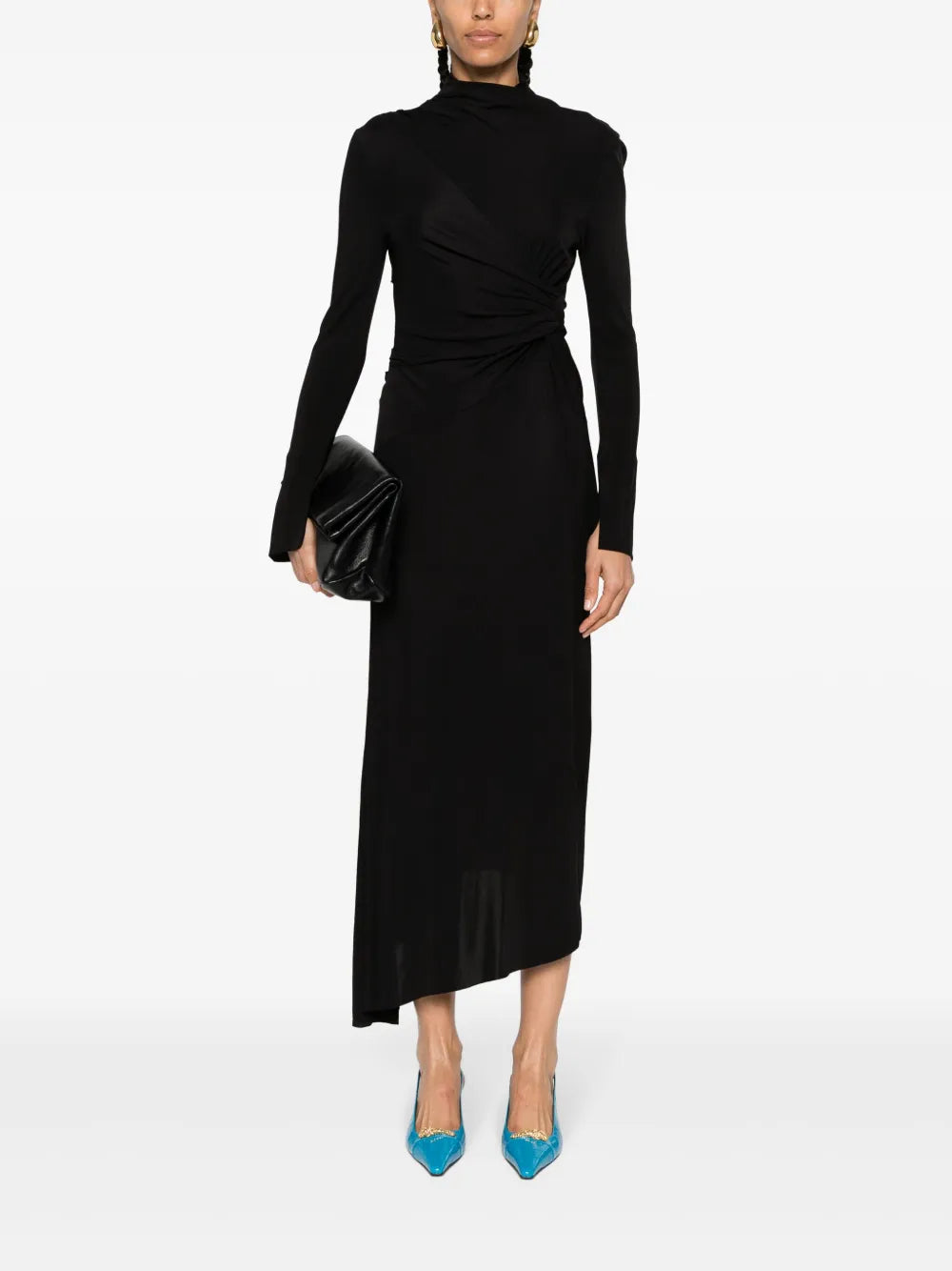 Twist-Front Draped Maxi Dress