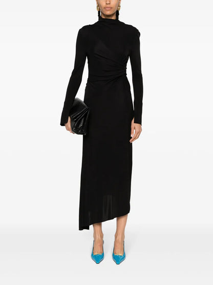 Twist-Front Draped Maxi Dress