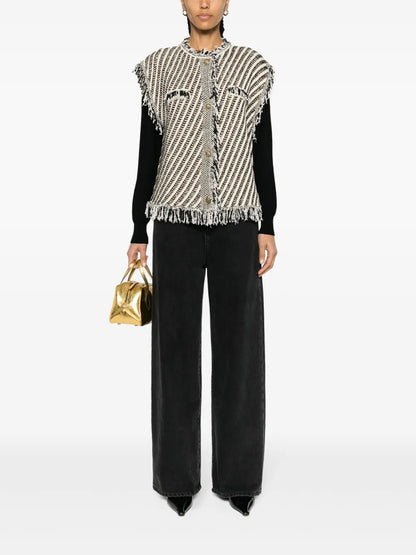 Fringed Jacquard Vest