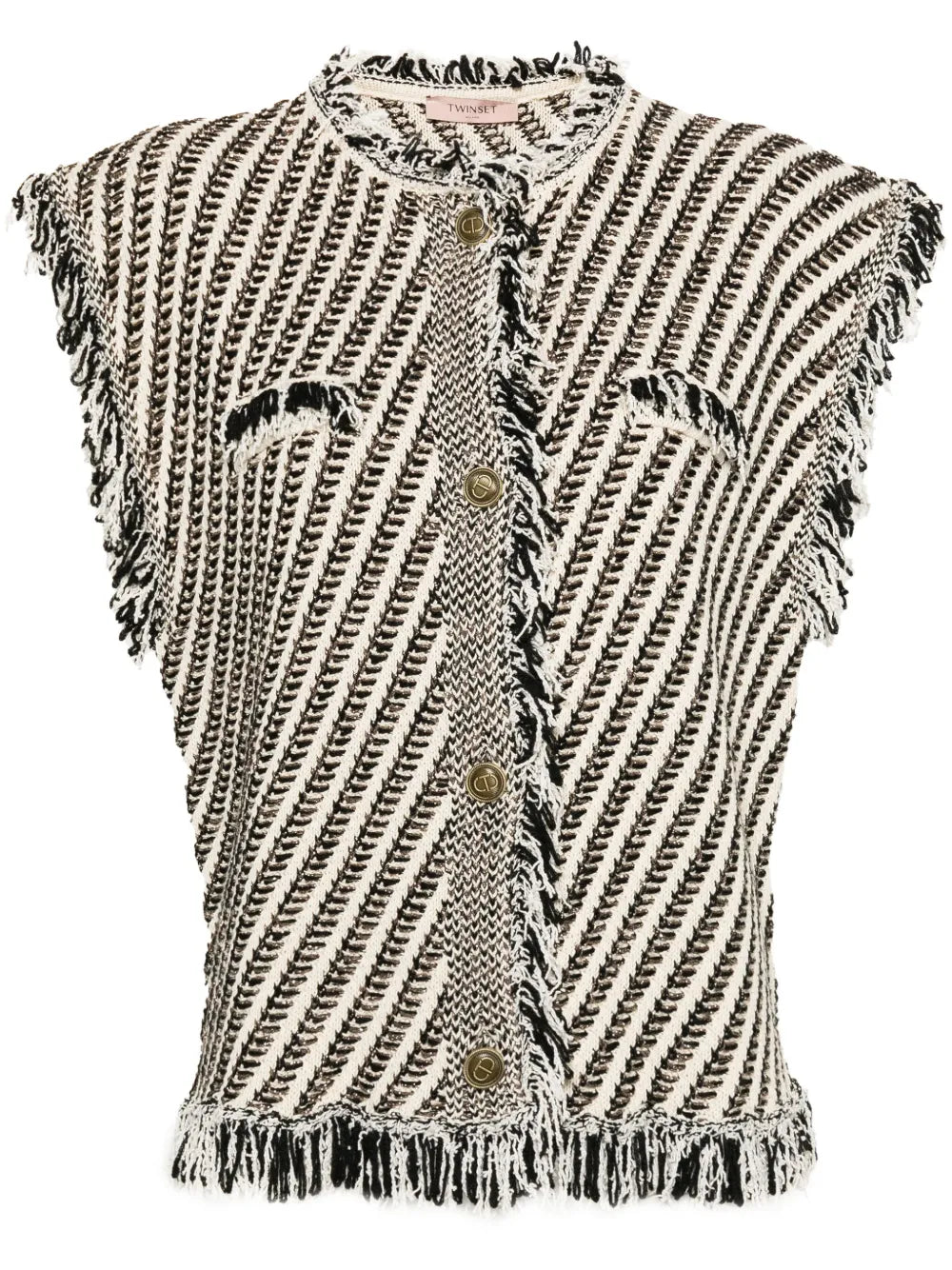 Fringed Jacquard Vest