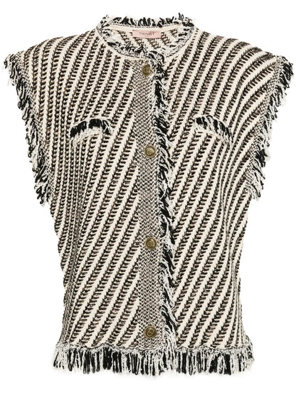 Fringed Jacquard Vest