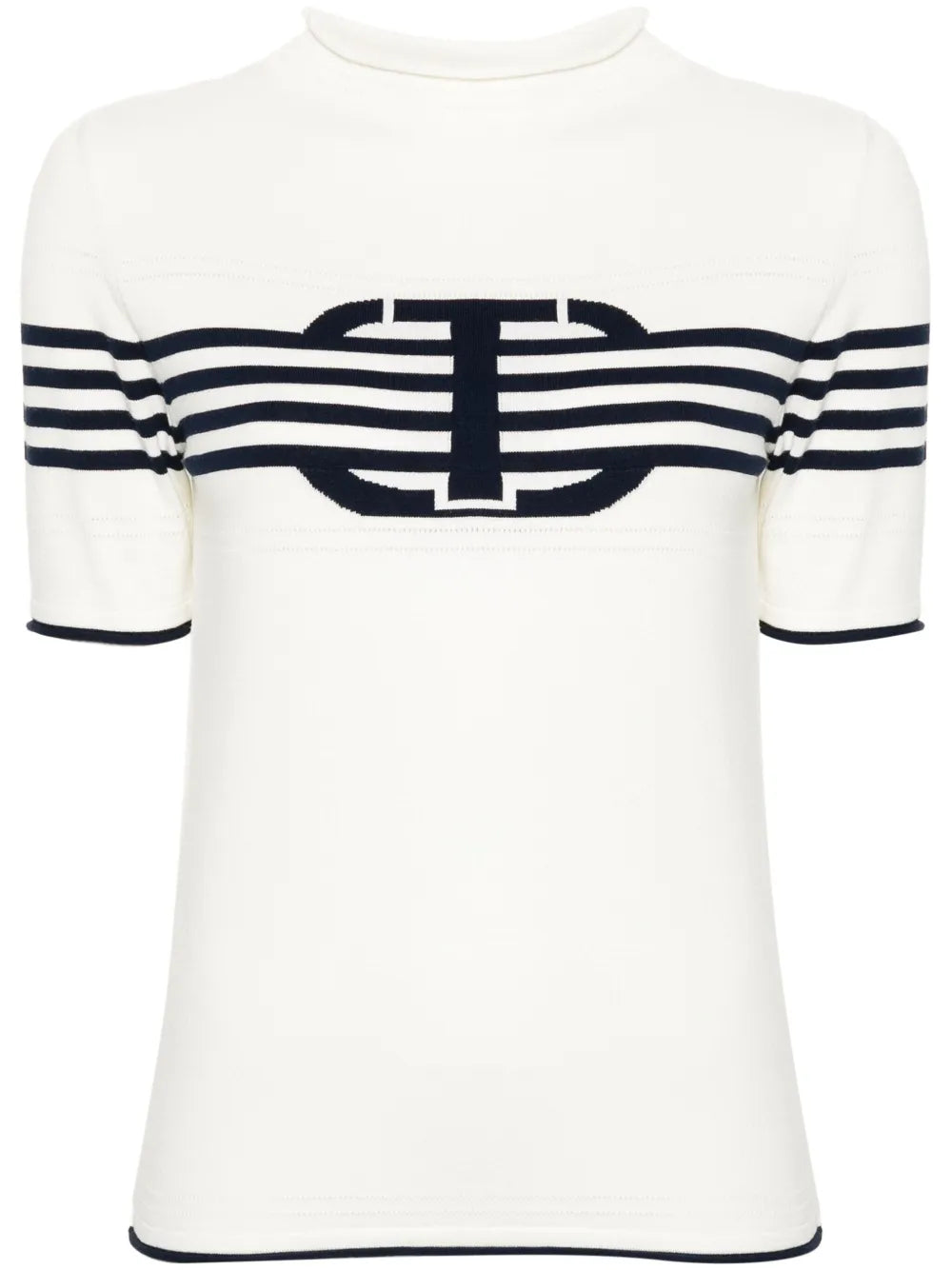 Stripe-Detail Knitted T-Shirt