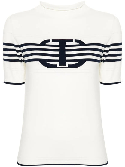 Stripe-Detail Knitted T-Shirt