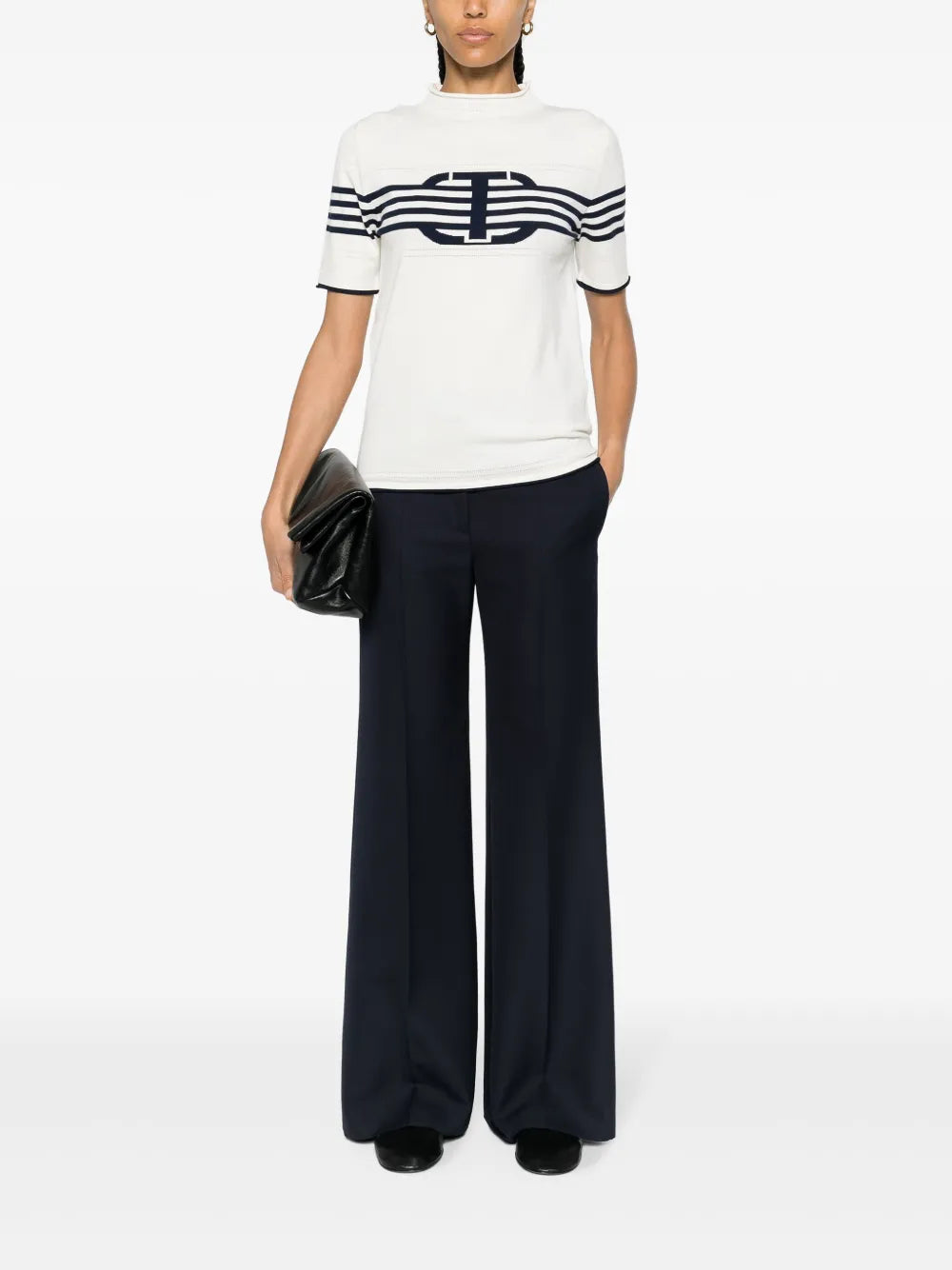 Stripe-Detail Knitted T-Shirt