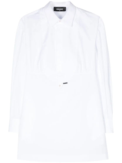 Logo-Plaque Cotton Shirt Dress
