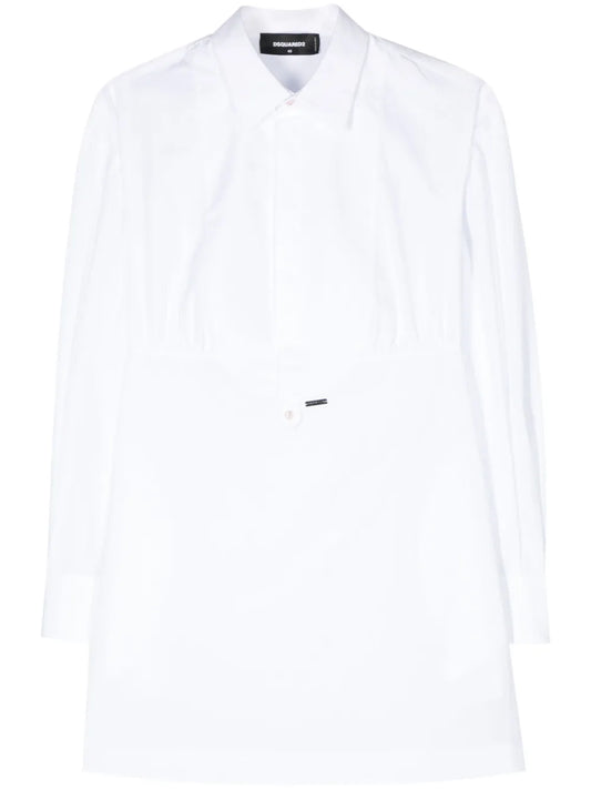 Logo-Plaque Cotton Shirt Dress