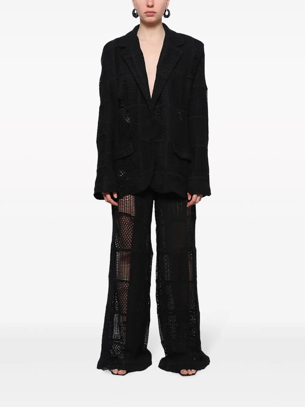 Boyfriend Single-Breasted Macrame Blazer