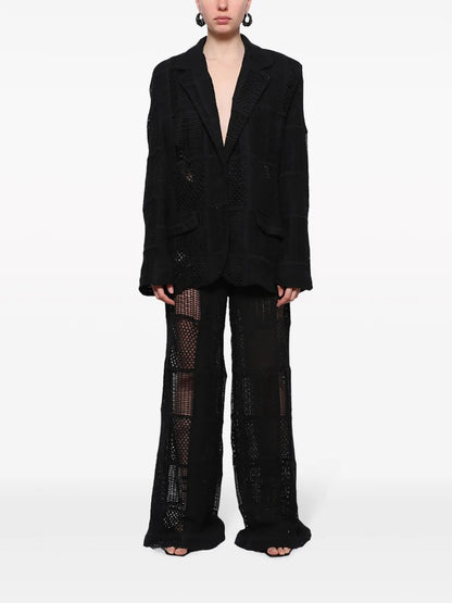 Boyfriend Single-Breasted Macrame Blazer