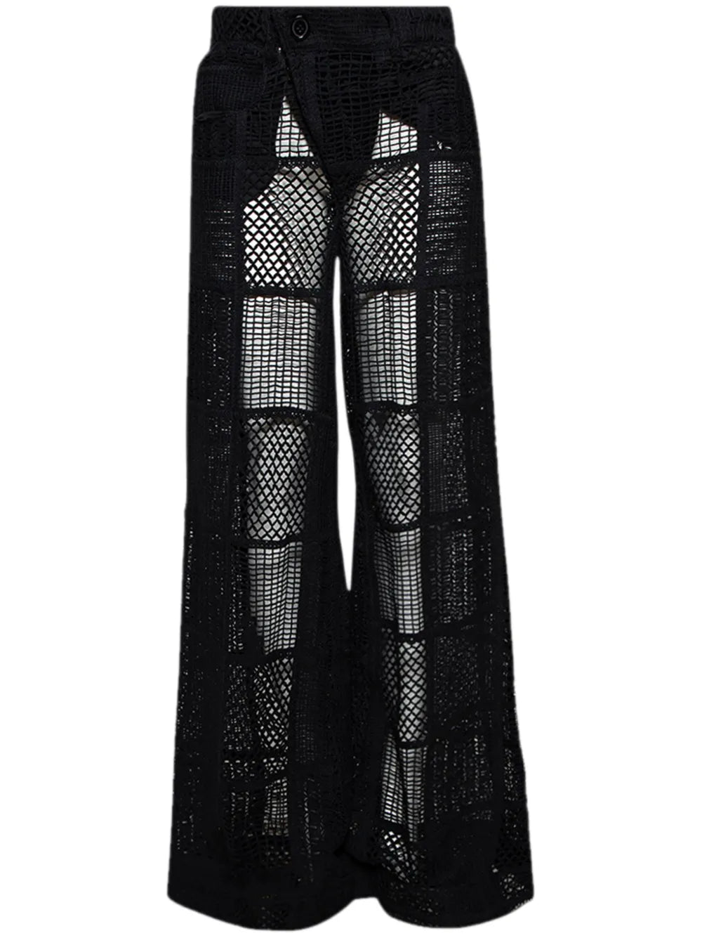 Crochet-Knit Wide-Leg Trousers
