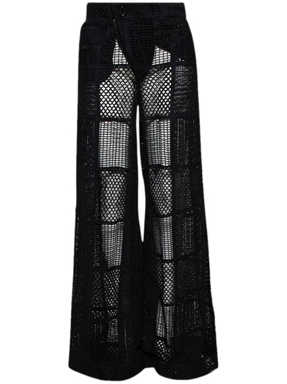 Crochet-Knit Wide-Leg Trousers