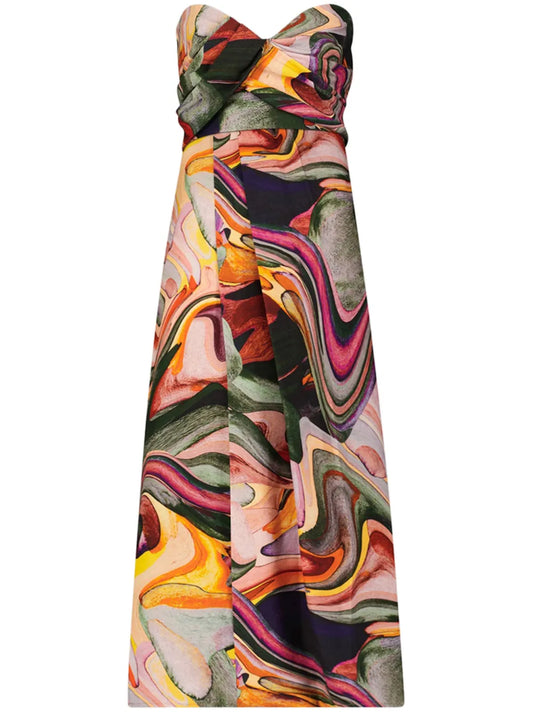 Yara Abstract-Print Midi Dress