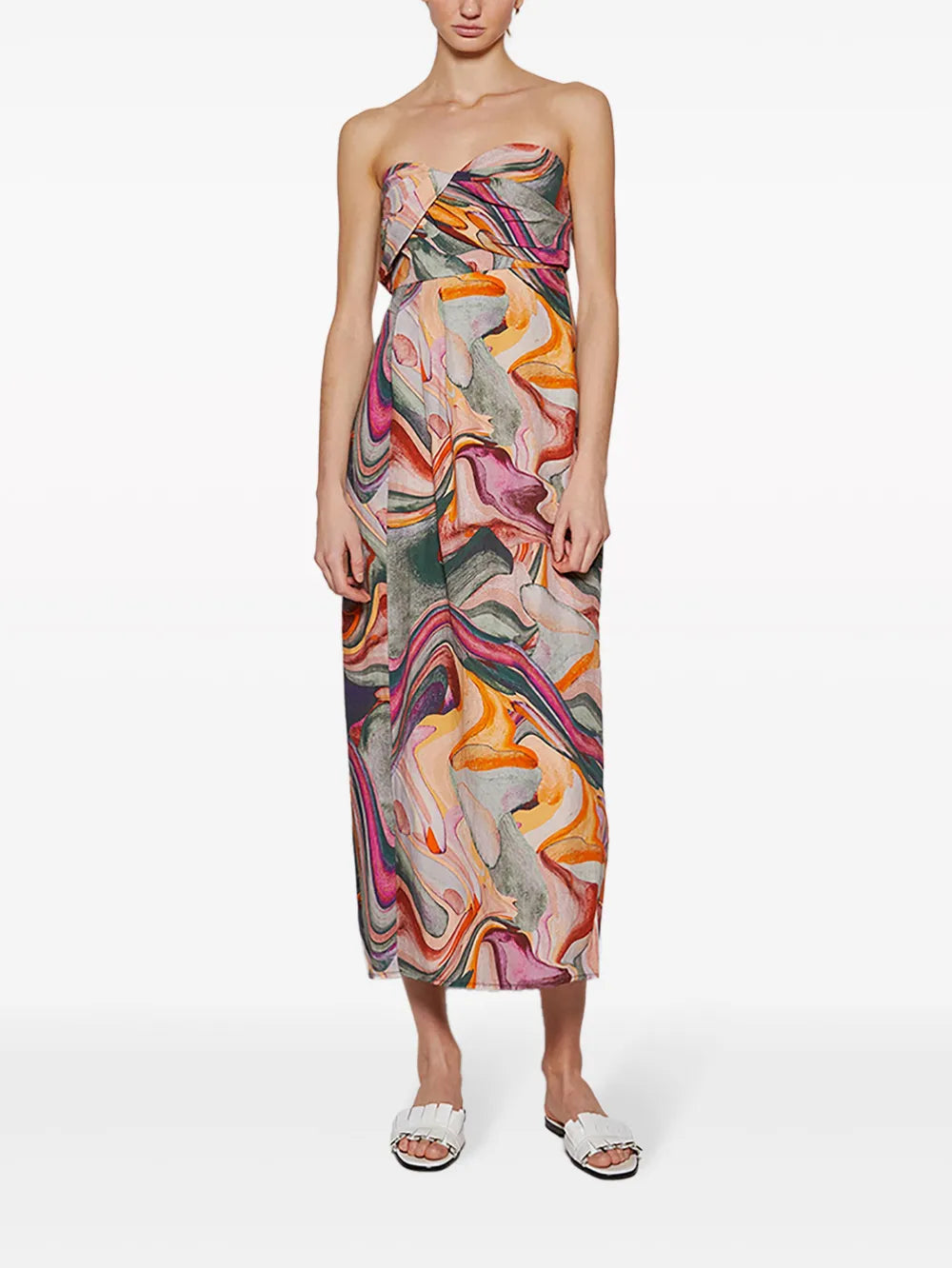 Yara Abstract-Print Midi Dress