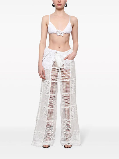 Floral-Appliqué Boyfriend Trousers