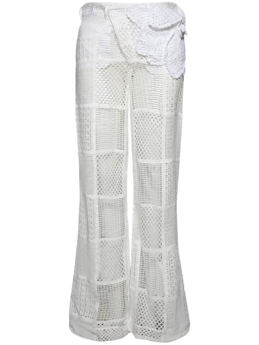 Floral-Appliqué Boyfriend Trousers