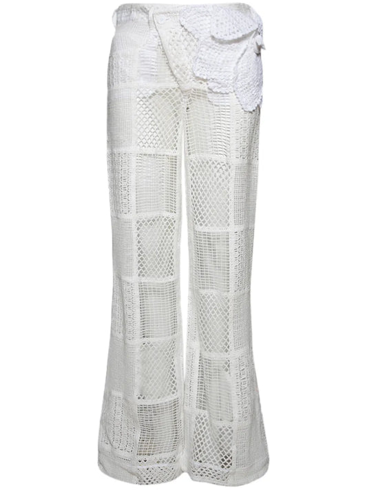 Floral-Appliqué Boyfriend Trousers