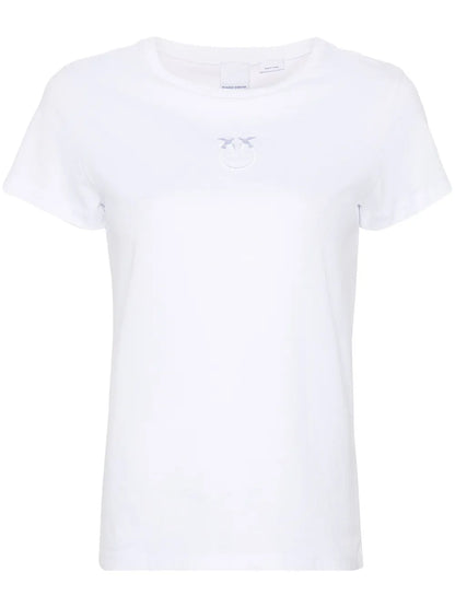 Love Birds-Embroidered Cotton T-Shirt