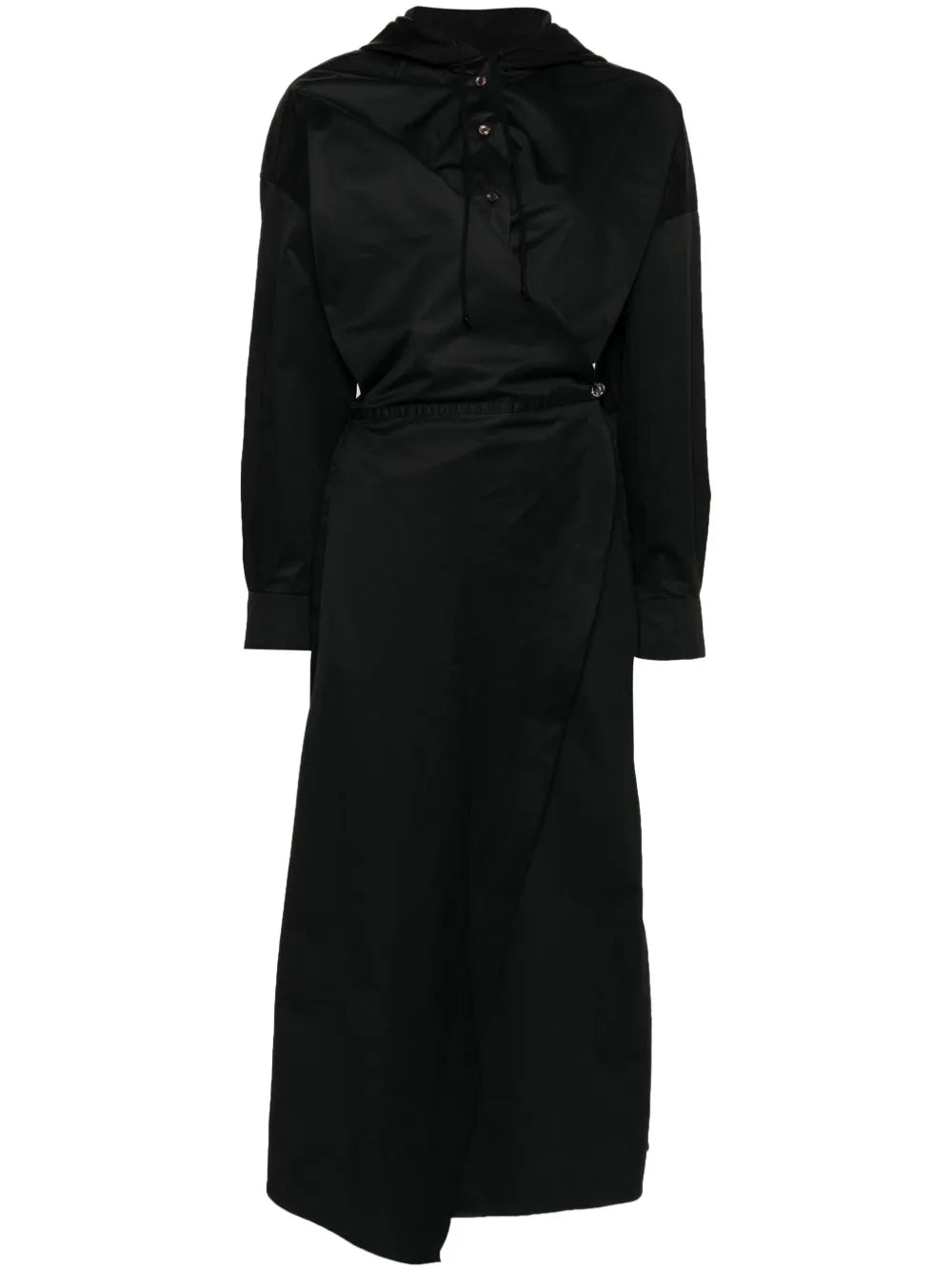 Long-Sleeved Hooded Wrap Dress