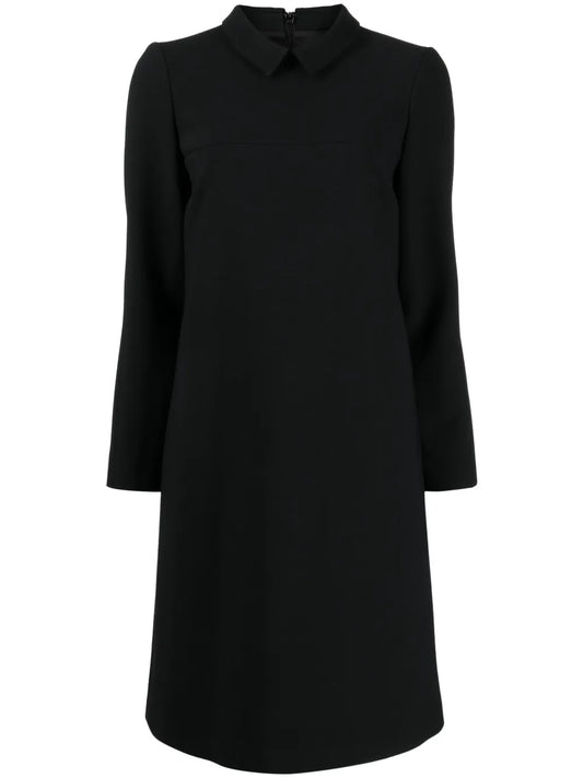 Pointed-Collar A-Line Dress