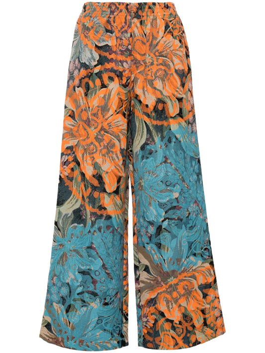 Kipos Melina Brocade Wide-Leg Pants