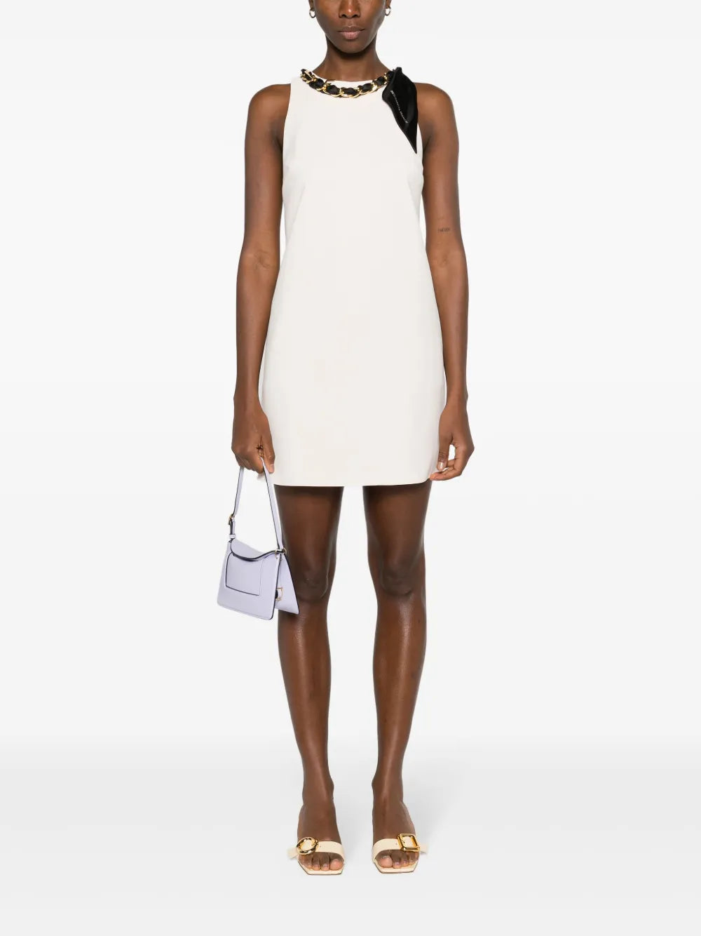 Chain-Detail Crepe Mini Dress