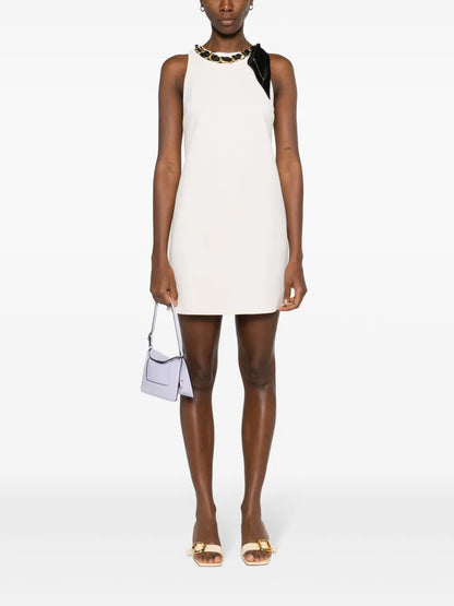 Chain-Detail Crepe Mini Dress