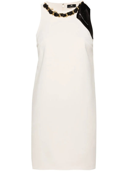 Chain-Detail Crepe Mini Dress