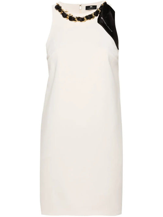 Chain-Detail Crepe Mini Dress