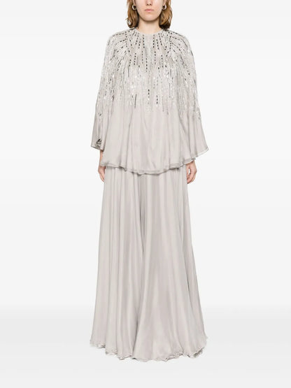 Crystal-Embellished Chiffon Ensemble