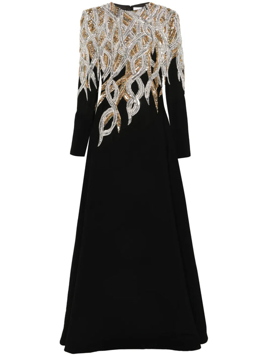 Crystal-Embellished Crepe Gown