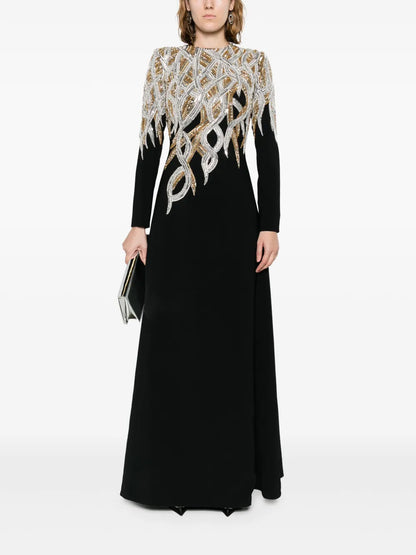 Crystal-Embellished Crepe Gown
