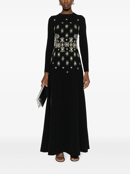 Crystal-Embellished Crepe Gown