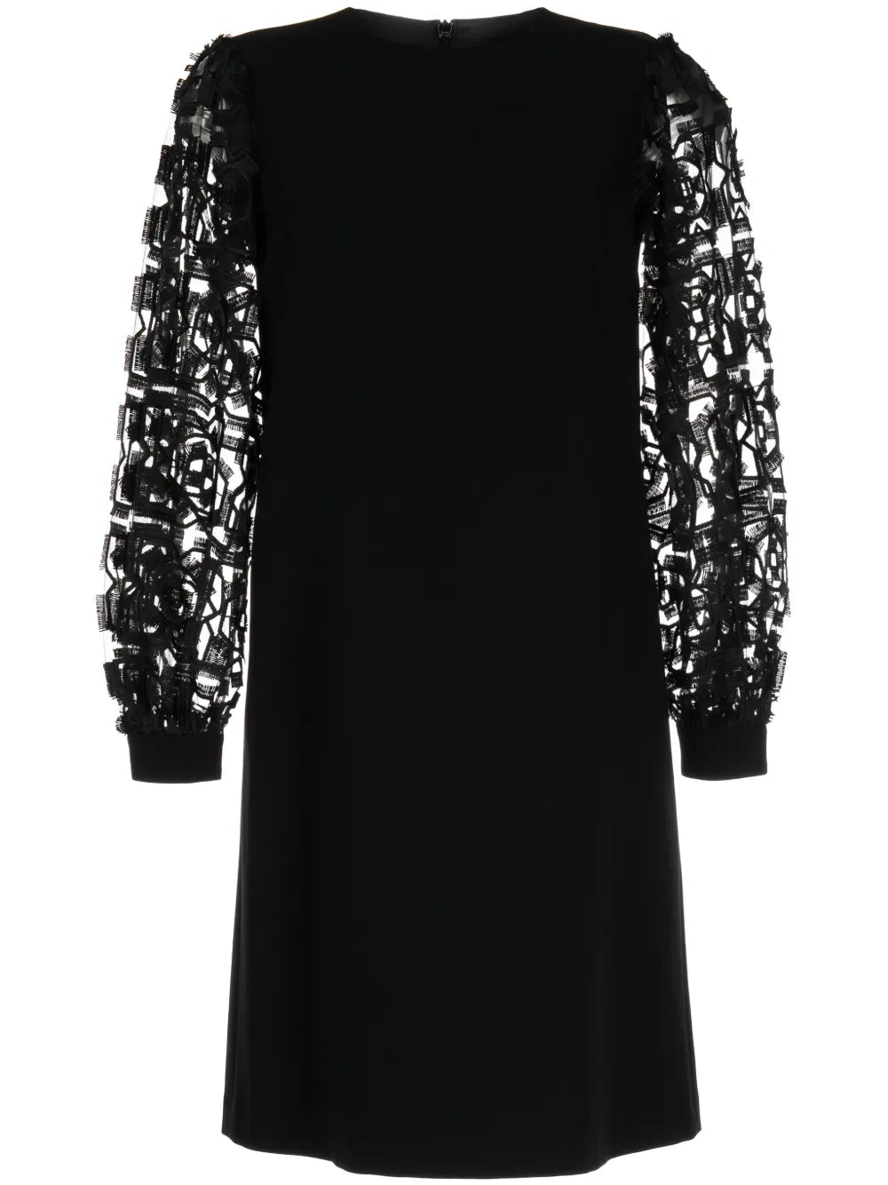 Embroidered Tulle-Sleeve Midi Dress