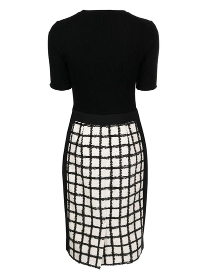 Grid-Pattern Ribbed-Knit Dress